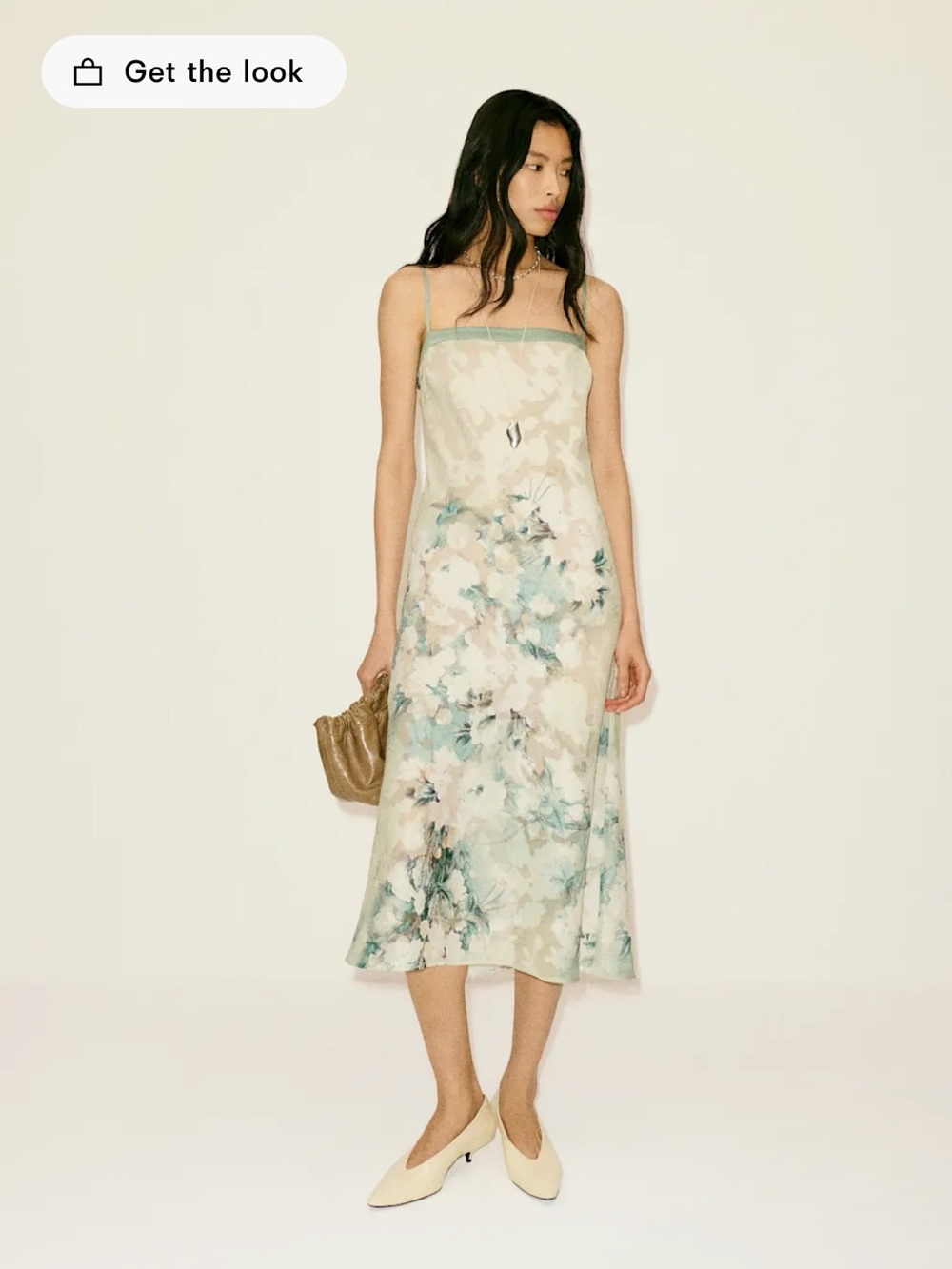 Reformation Sage Floral Slip Midi Dress